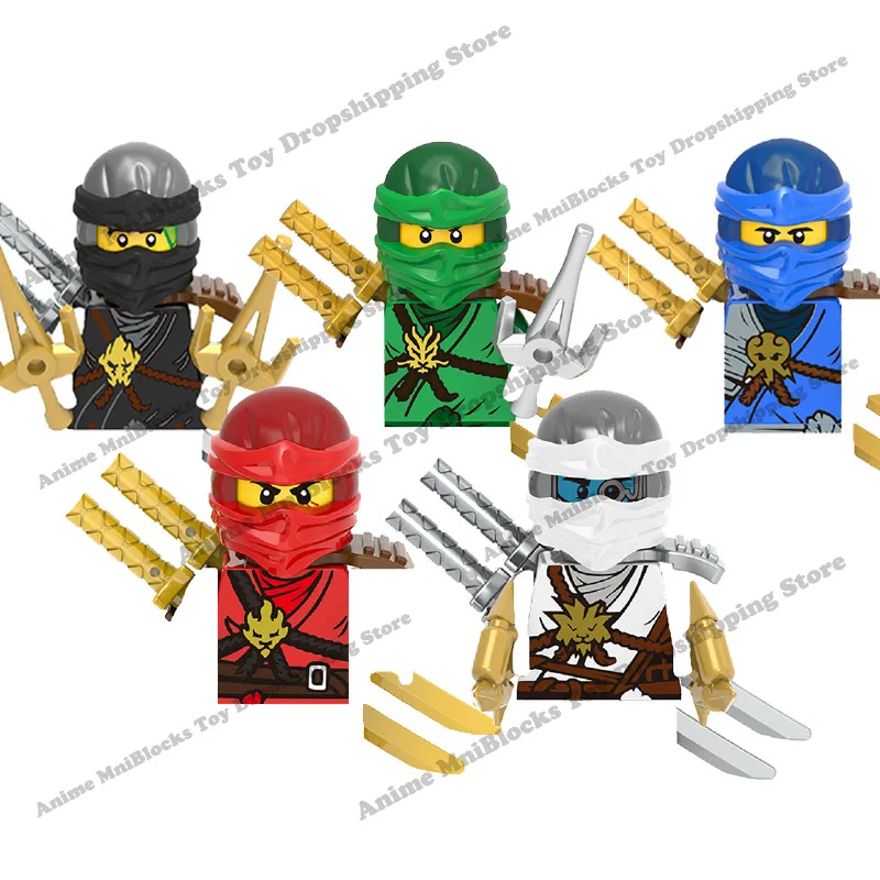 

X0143 Masters of Spinjitzu Jay Cole Kai Building Blocks mini Anime cartoon Action toy Figures Assemble bricks toys for kid gifts