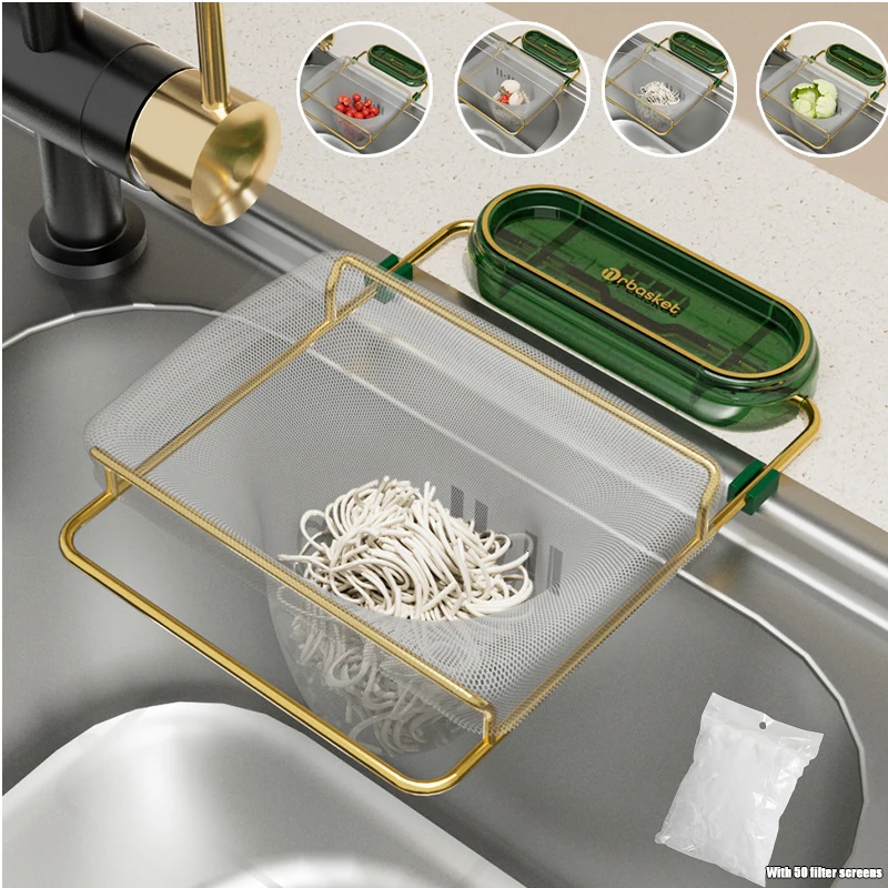 

Sink Filter Rack Kitchen Foldable Sink Strainer Mesh Bag Stand Waste Garbage Net Shelf Anti-Clogging Disposable Garbage Mesh Bag
