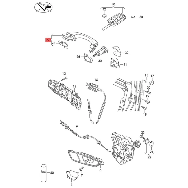 2 шт. передние левые и правые наружные дверные ручки Kessy 5G0837205Q 5G0837206Q для гольфа