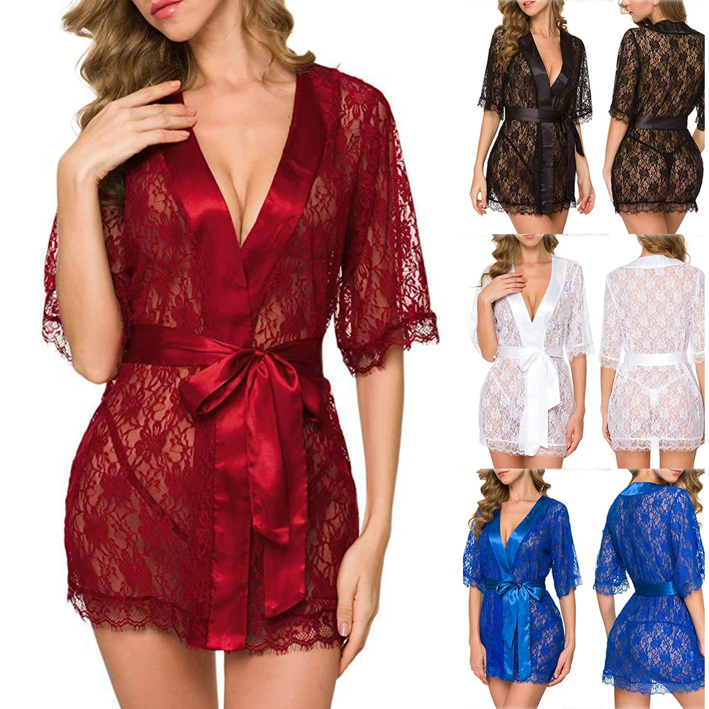

Сексуальный Атласный халат, Женская кружевная ночная рубашка, ночная сорочка, сексуальное Сетчатое экзотическое нижнее белье, Свадебный халат для невесты, одежда для сна, ночная рубашка