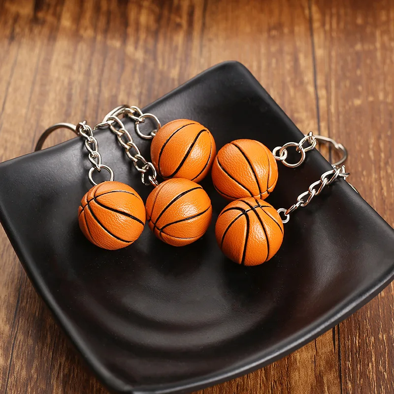 2 pcs 2cm Creative Practical Small Basketball Keychain Baseball Football Volleyball Shape Key Accessories Birthday Gift Jewelry