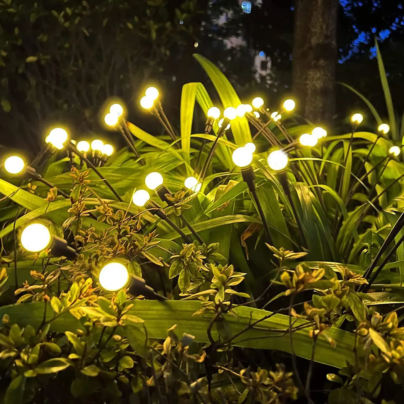 Solar Powered Firefly Lights LED Outdoor Waterproof Solar Starburst Swaying Lights When Wind Blows Solar Outdoor Solar Garden
