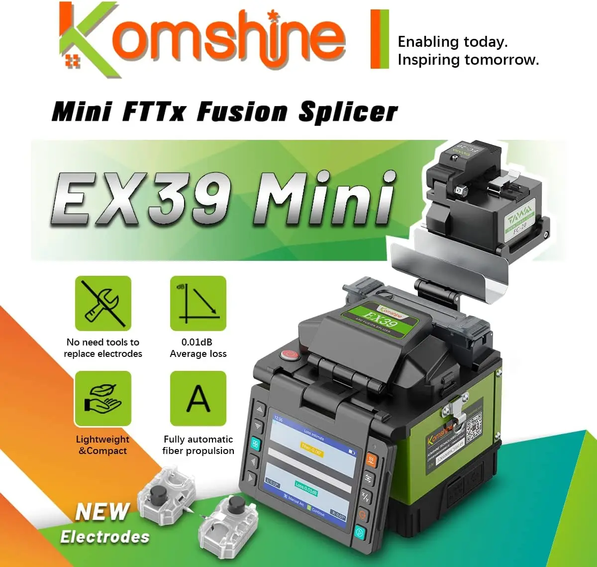 Komshine EX39 Мини-сварщик оптического волокна Ручной аппарат для сращивания волокон