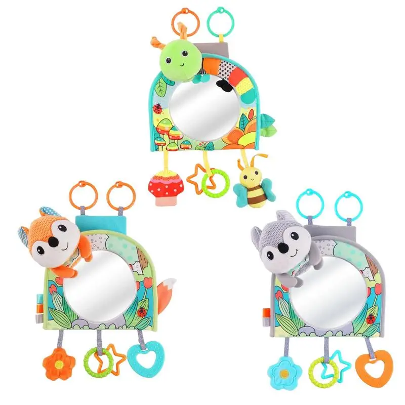 Mirror Back Seat Rear View Mirror Cartoon Animal Plush Toys 