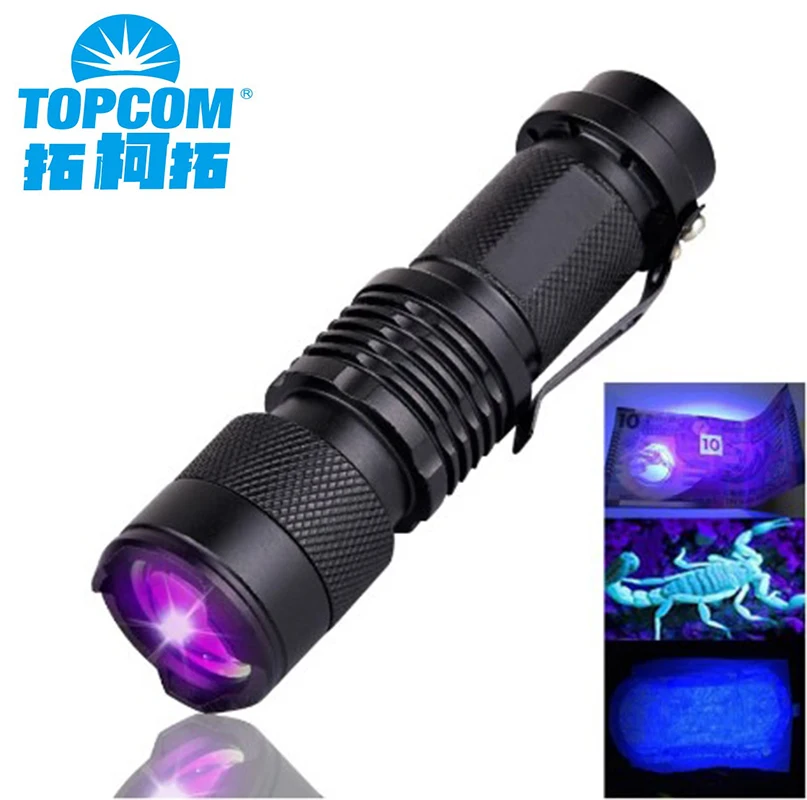 

Topcom 3W UV LED Flashlight Power Ultraviolet PenLight Aluminum Alloy Flash Light 395nm Or 365nm For Money Detect