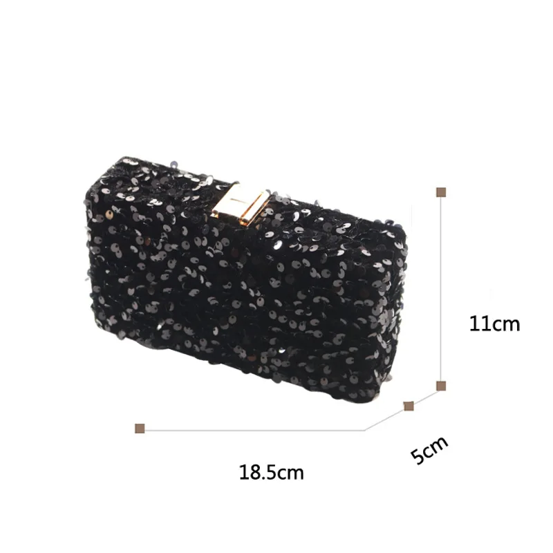 2023 New Dinner Party Fashion Hand-Held Small Square Sequins Ladiesbag Bag