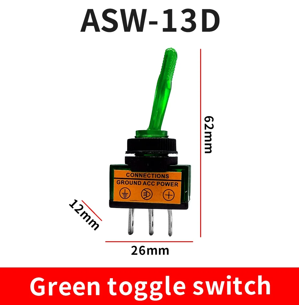 

Автомобильный тумблер ASW-14D, 3-контактный переключатель, длинная/короткая ручка с подсветкой, пластиковый кнопочный переключатель постоянного тока 12 В, 20 А, с секундной передачей света