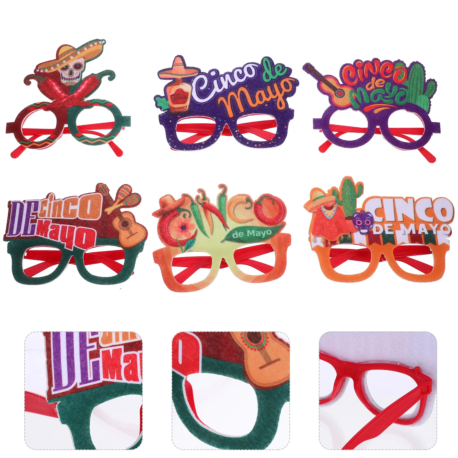 6 шт. очки для вечеринки в Мексике украшения Fiesta бумажные Cinco De Mayo стекло