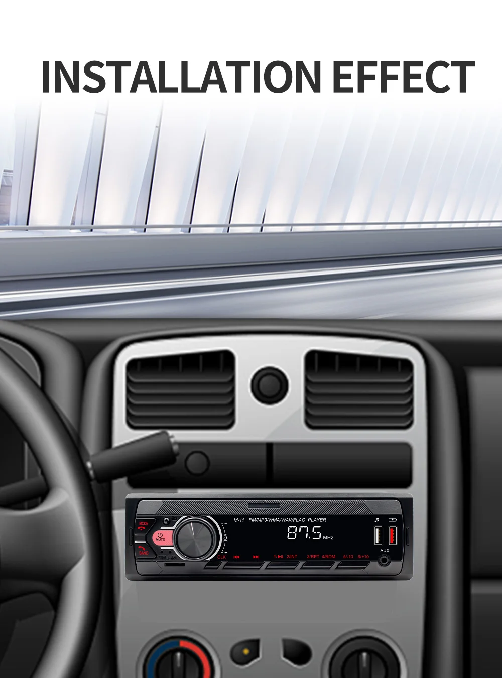 Автомобильный MP3-плеер с Bluetooth 12 В FM-радио стереоприемник в Dash MMC WMA аудио 1 Din