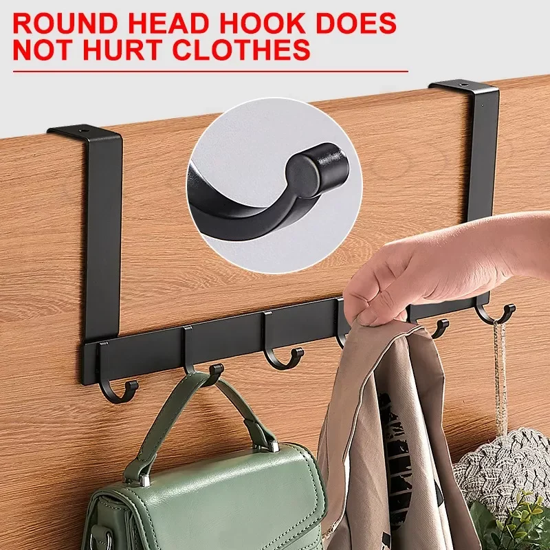 

Hooks Over The Door 5 Hooks Home Bathroom Organizer Rack Clothes Coat Hat Towel Hanger New Bathroom Kitchen Accessories Holder