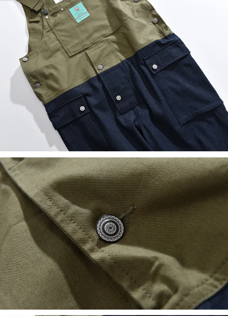 Vintage Patchwork Overalls Harajuku Aesthetic Clothes Denim Jeans Jumpsuits High Streetwear Bib Suspender Pants Men Tool Trouser