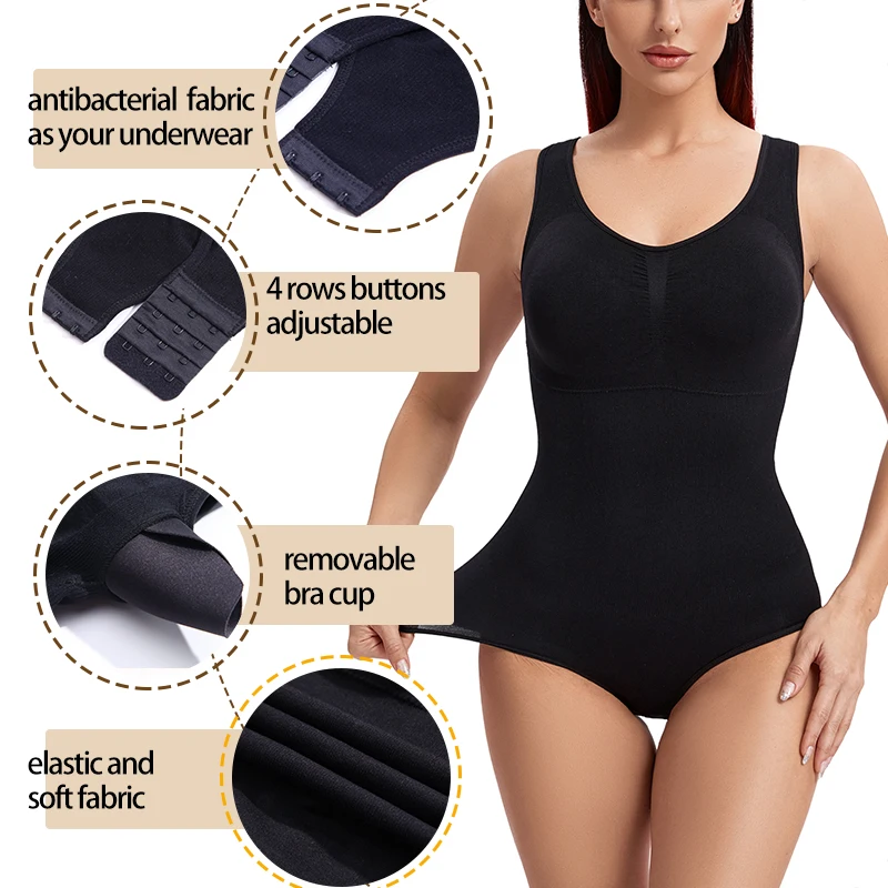 Women Shapewear Bodysuit Seamless Tummy Control Waist Trainer Thong Body Shaper Fajas Colombianas Slimming Underwear Skims