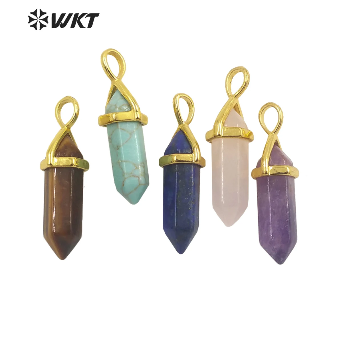 Фото WT-P1864 WKT 2025 Красочный роскошный кулон из натурального камня с золотым покрытием, новинка, аксессуар для вечеринок, модные украшения для женщин №3