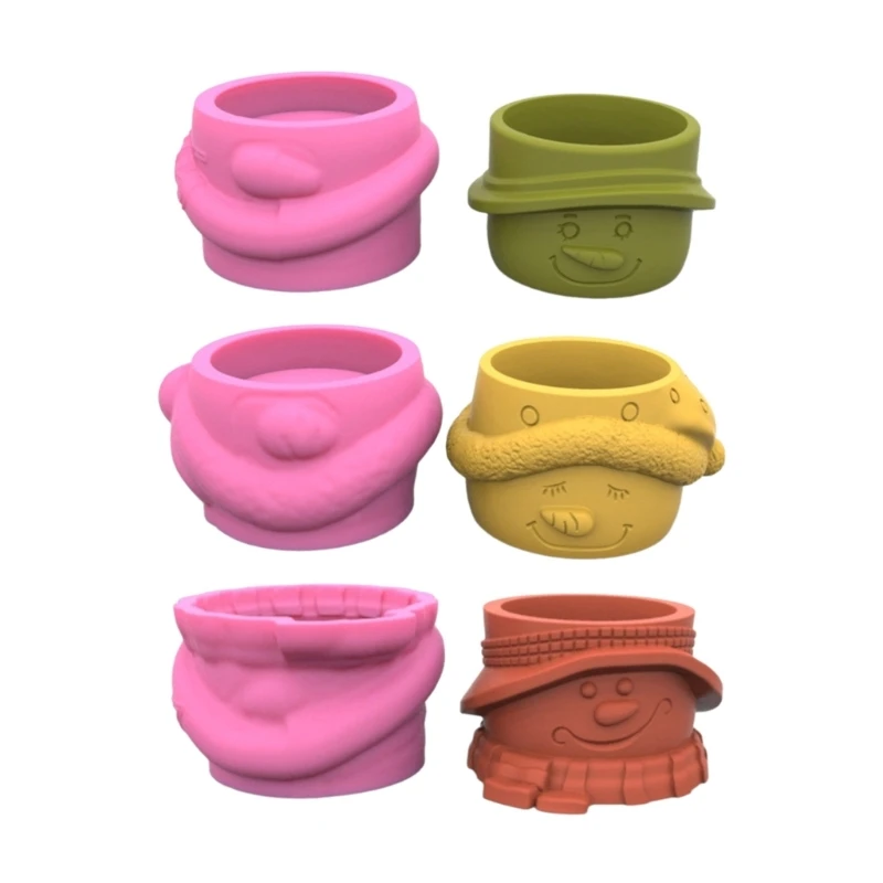 

E0BF 3 шт. антипригарная кукла-снеговик, держатель для ручек, цветочный горшок, силиконовая форма, сделай сам, ремесла, для сам,