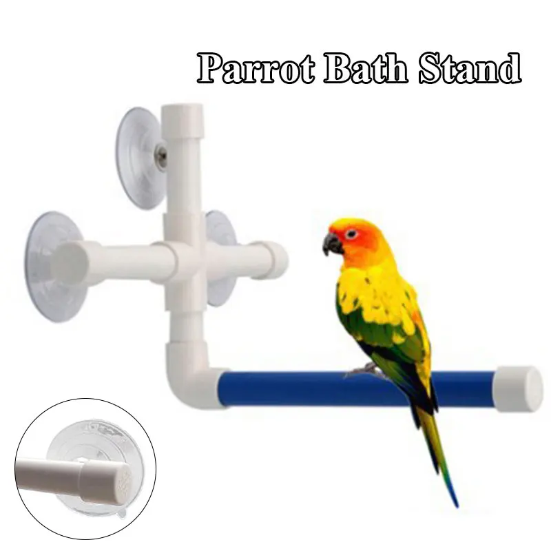 

1PC White Durable Load-bearing Bird Parrot Suction Cup Shower Perch Standing Bar Rod Bathing Toy Supplies Fixed Safety Device
