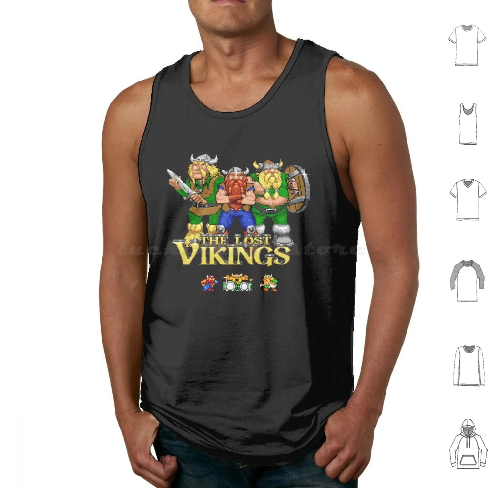 

Lost Vikings Tank Tops Print Cotton Commodore Amiga Screen Computer Retro Classic Bit Pixel Geek Video Game Sprite