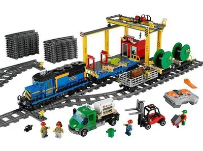 959pcs City Motorized Remote Control Cargo Train 02008 Compatible with Legoinglys Model Building Block Boy Brick |