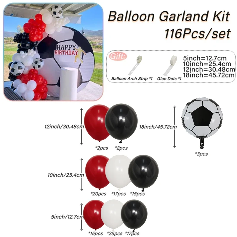 120 футбольных вечеринок воздушные шары Garland Ark костюм белый черный латексный