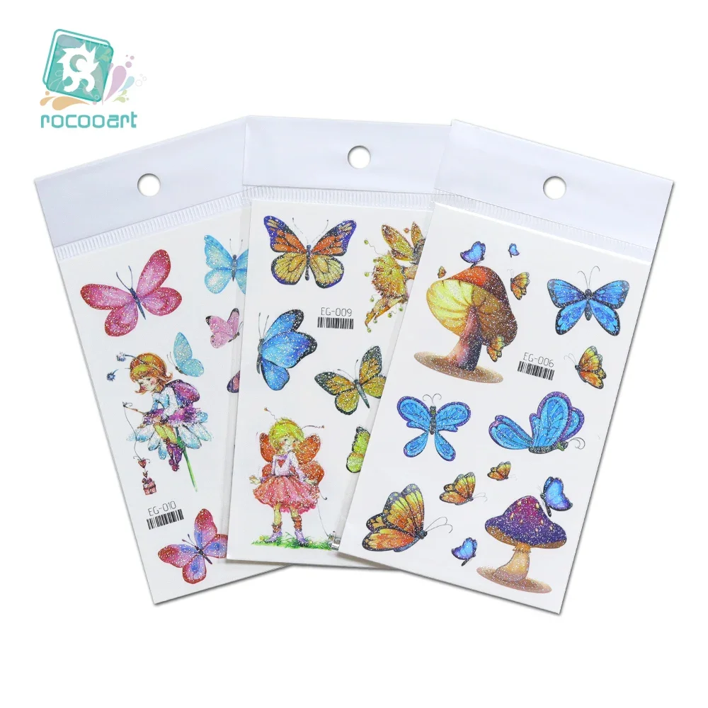 3D Блестящие бабочки временные тату-наклейки Детские татуировки для боди-арта