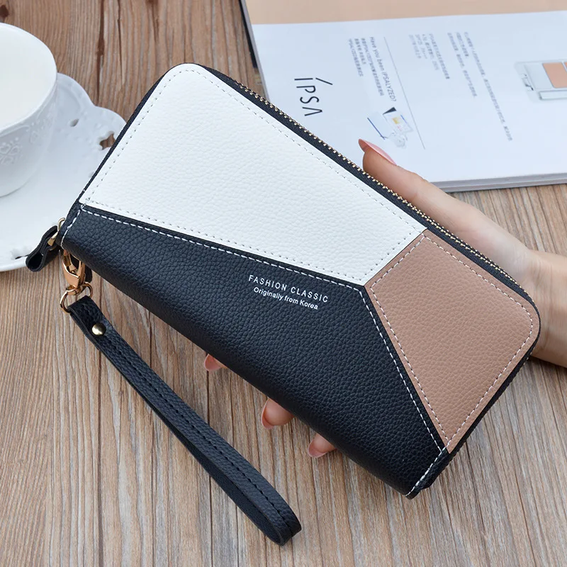 Geometric Luxury Leather Women Long Zipper Coin Purses Tassel Design Clutch Wallet Female Money Credit Card Holder