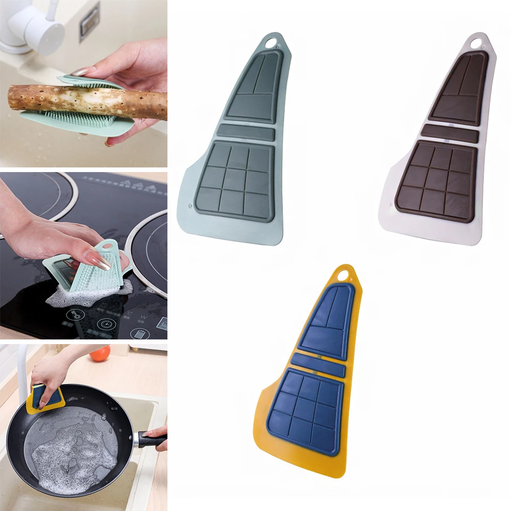 

New Bendable Stovetop Bowls Pans Fruit and Vegetable Cleaning Brush Anti-slip Water Scraper Hanging Storage Glass Scraper