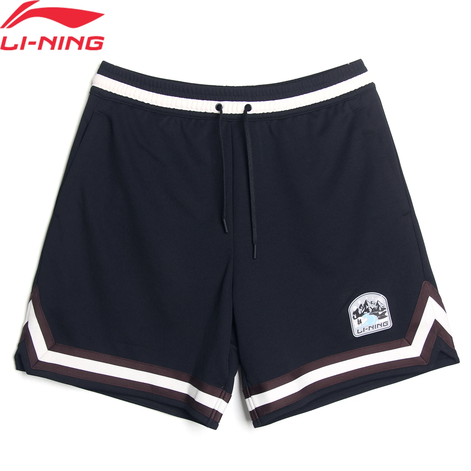 Фото Мужские баскетбольные шорты Li-Ning стандартного кроя, 100% полиэстер, дышащая регулируемая подкладка на талии, спортивная нижняя часть AKSV941 №1