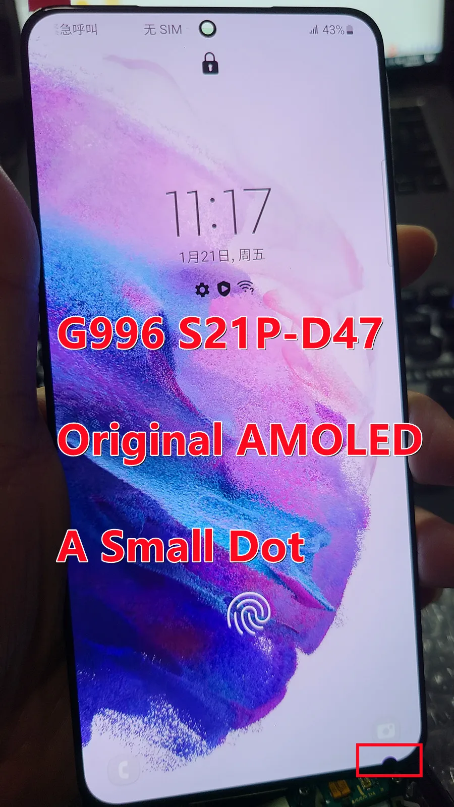 Defect Pin Dot Original AMOLED Display Touch Screen For Samsung Galaxy S21 + G9960 G996F G996U S21 PLUS LCD Display Fingerprint enlarge