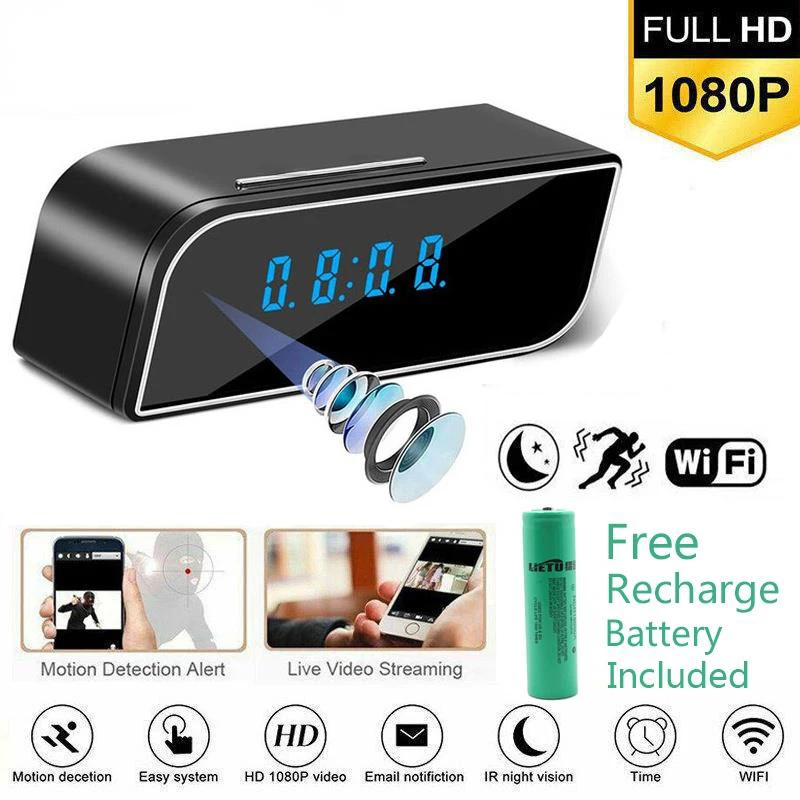 1080P HD Часы камера WIFI управление Скрытый ИК ночного вида будильник видеокамера PK Z10 цифровые часы видеокамера мини DV DVR