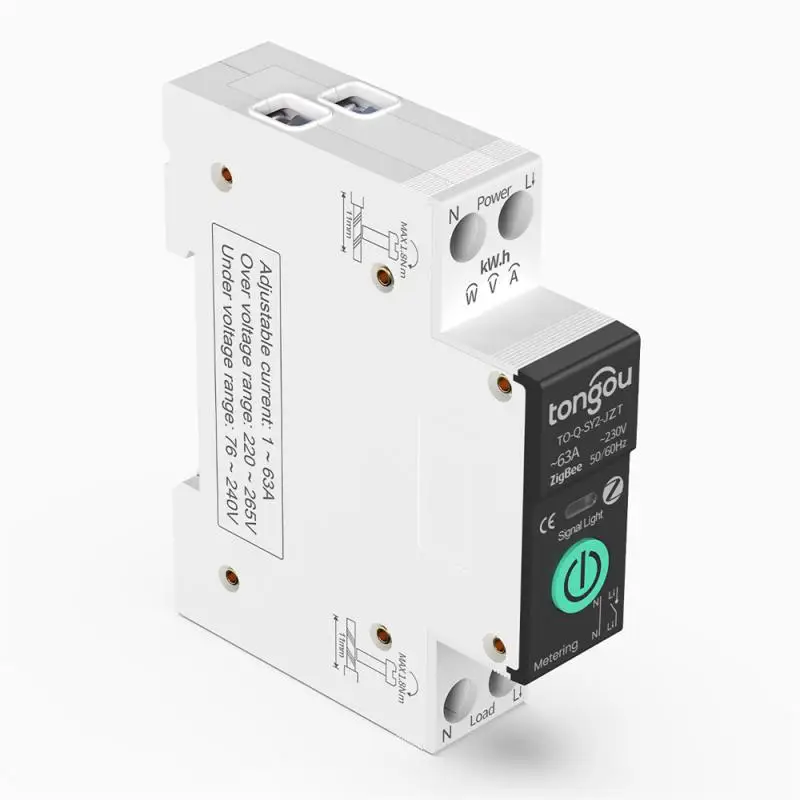 

TUYA WIFI Smart Circuit Breaker With Metering 63A Wireless Remote Control Switch By APP Voltage Kwh Meter Time Relay Loop Timing