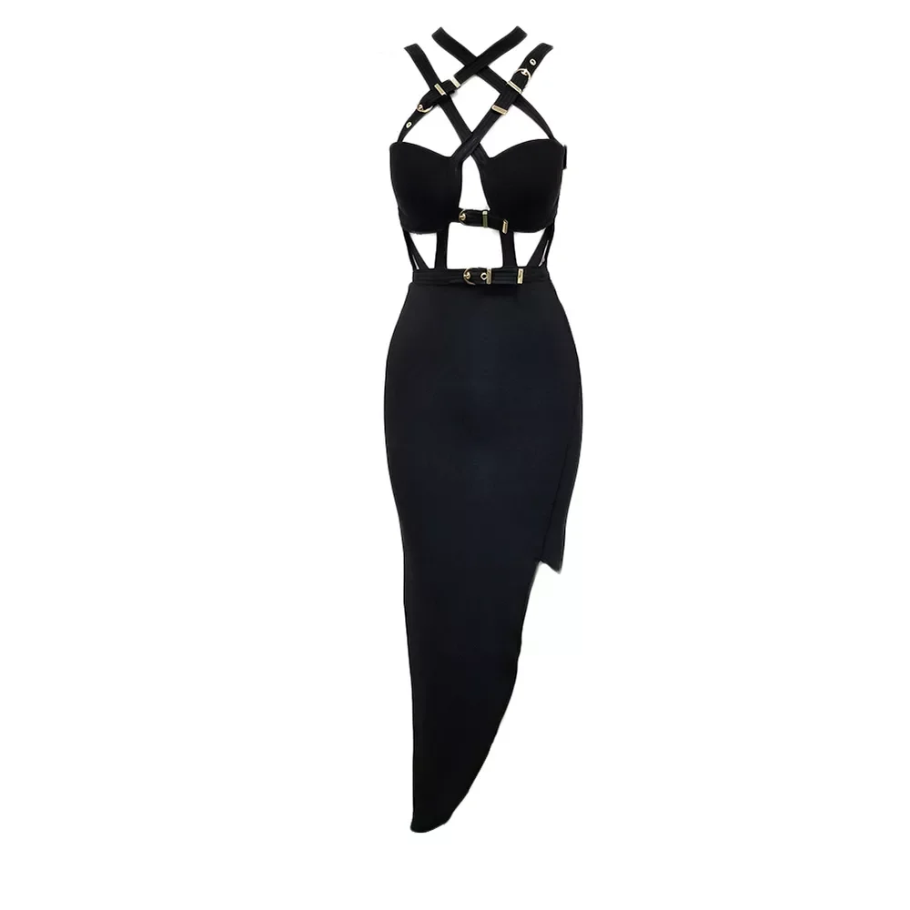 

Sexy Bandage Dress Women 2022 New Elegant Spaghetti Strap Black Bodycon Dress Casual Party Dress Vestidos