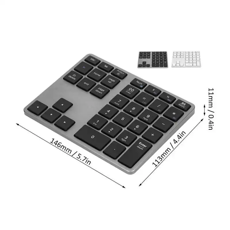 Беспроводная цифровая клавиатура 35 клавиш тонкий 2 способа подключения Bluetooth
