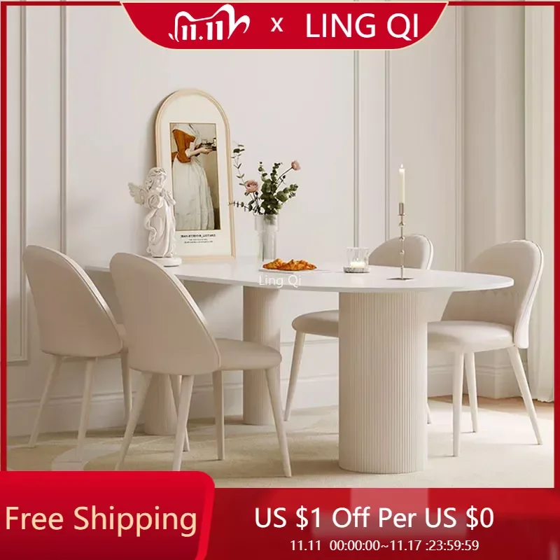 

Современный обеденный стол для ресторана, набор из 6 стульев, бесплатная доставка, скандинавские журнальные столики, фойе отеля, водонепроницаемая мебель