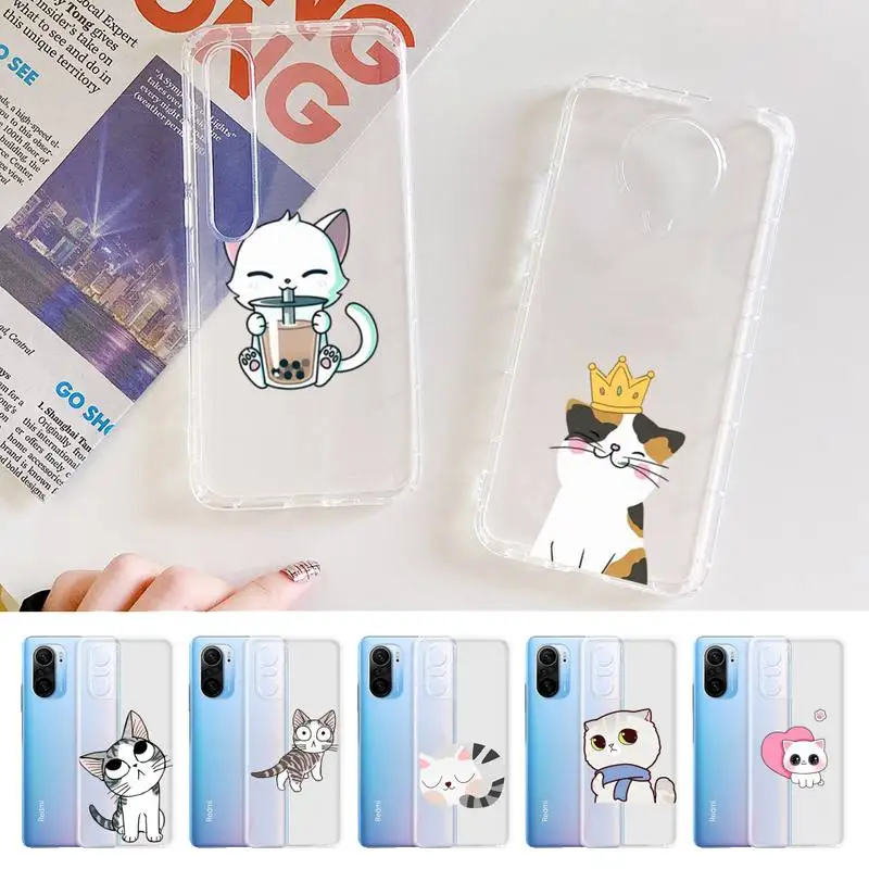 

Cartoon cat Phone Case for Samsung A51 A52 A71 A12 for Redmi 7 9 9A for Huawei Honor8X 10i Clear Case