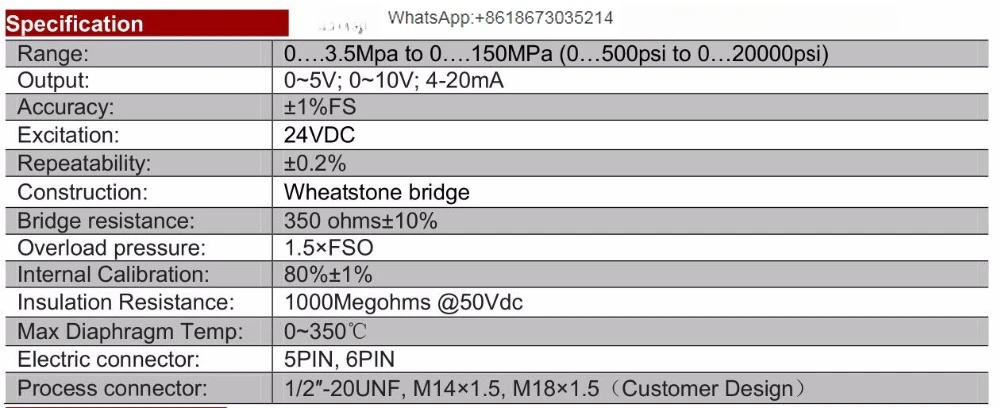 Φ-M14 выход 0-10 в датчик давления с гибким стержнем