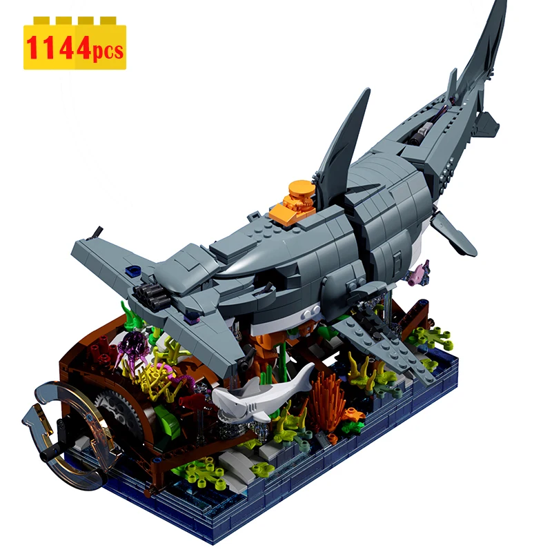 2022 New IN STOCK MOC Creative Deep Sea Creatures Shark Building Blocks Bricks Model Assembling DIYToys for Children Gift Set