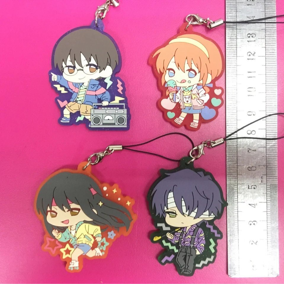 Anime GINTAMA Model Doll PVC Toy Keychain Shimura Shinpachi Toushirou Okita Sougo Sakata Gintoki Rubber Pendant Phone Strap