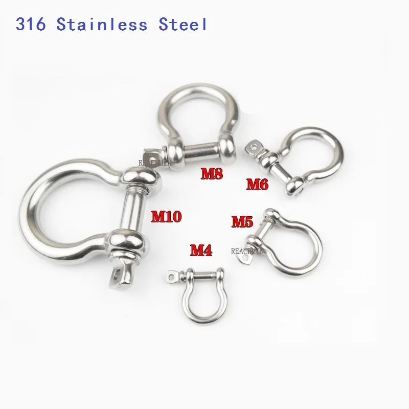50PCS/LOT 316 Stainless Steel Bow Shackle Screw Pin Heavy Duty Safety Stainless Steel Bow Achor Shackle