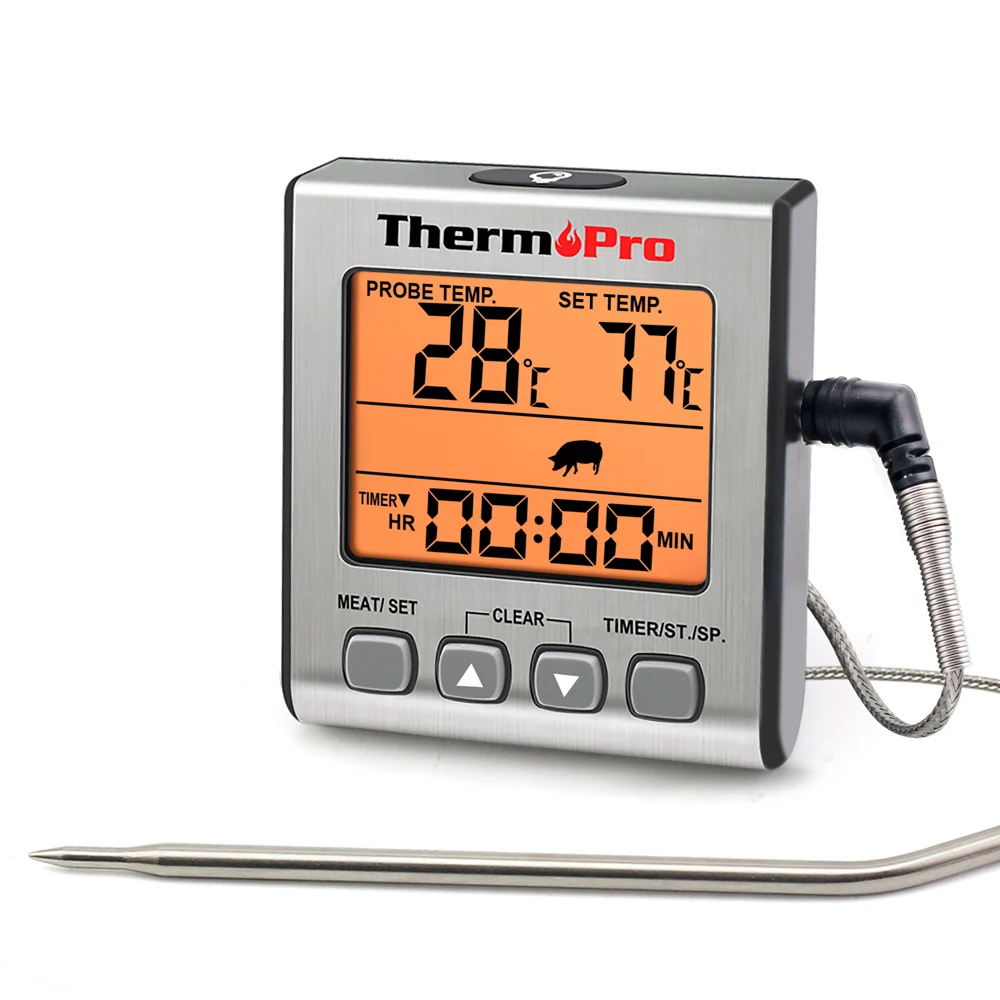 ThermoPro TP16S Backlight Digital BBQ Oven Grill Meat Thermometer With Probe Countdown Kitchen Timer