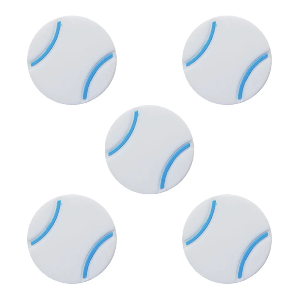 

5 Pieces Tennis Racquets Shock Absorber Dampeners Vibration Reduction Flat Shaped Dampers Colorful Safe Accessory for White