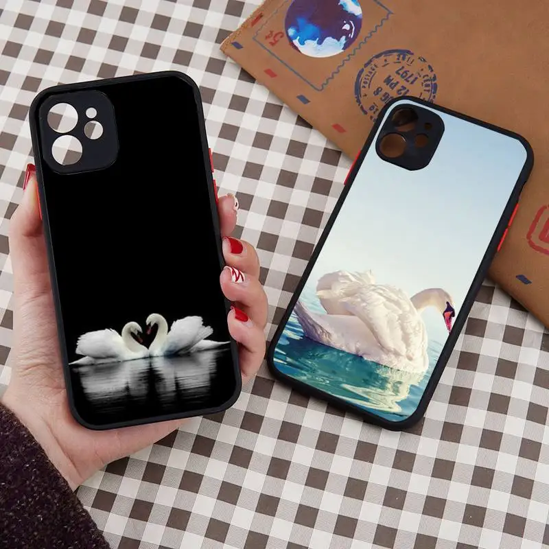 

Beautiful swan Phone Case matte transparent For iphone 7 8 11 12 13 plus mini x xs xr pro max cover