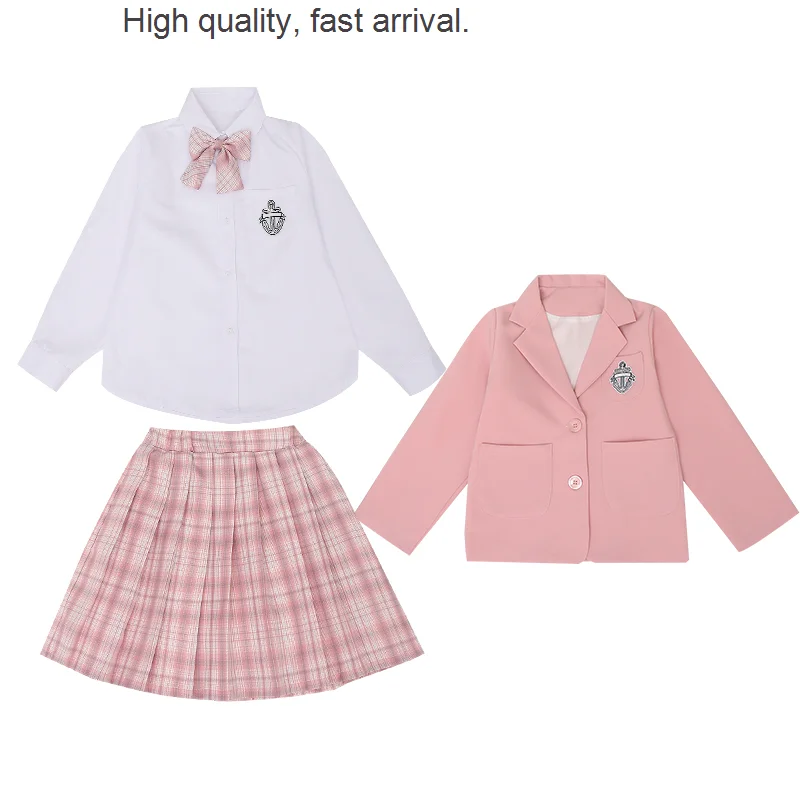 

Uniform College JK Style Women's Tailored Collar Long-Sleeved Coat Tartan Skirt Full Set Plaid Pleated Skirt Genuine Suit Jacket