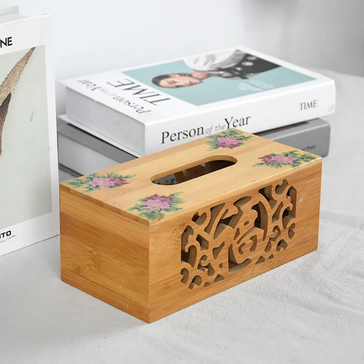 

Wooden restaurant table paper towel box bamboo paper roll paper napkin receptacle can be engraved logo