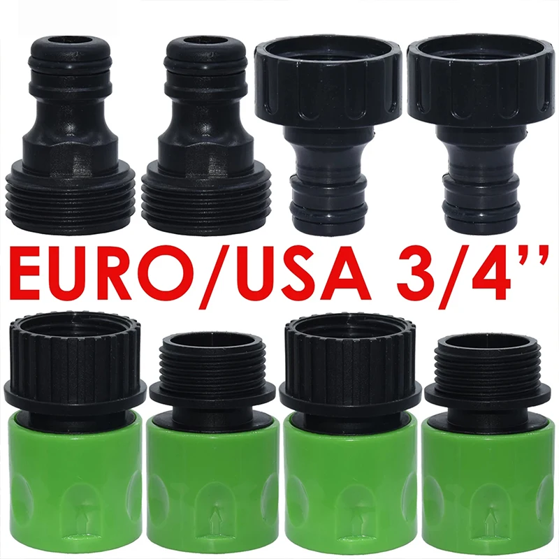 

Quick Connector Nipple EURO USA 3/4 Inch Male Threaded Hose Pipe Adapter for Garden Tubing Drip Irrigation Watering System