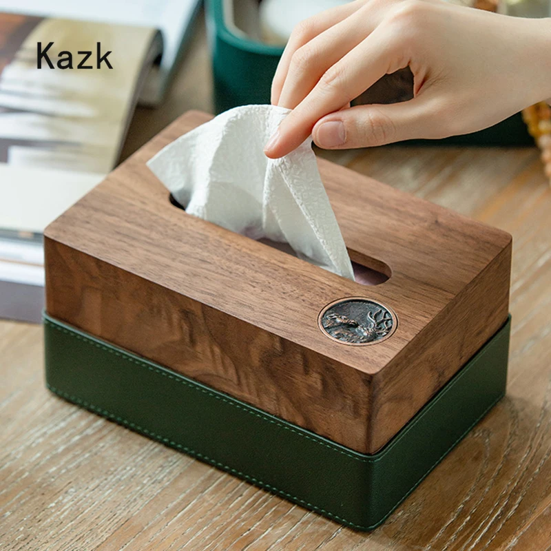 

Walnut Wood Tissue Box Living Room Remote Control Storage Box Light Luxury Home Decoration Coffee Table Desktop Napkin Boxes