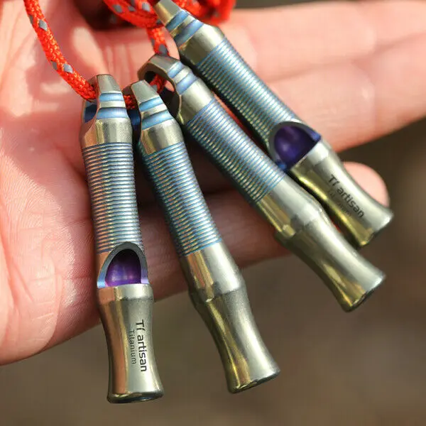 

Titanium Alloy Whistle and Siren Pendant Used for Key Chain Camping Survival High-Frequency Outdoor Survival Gadget