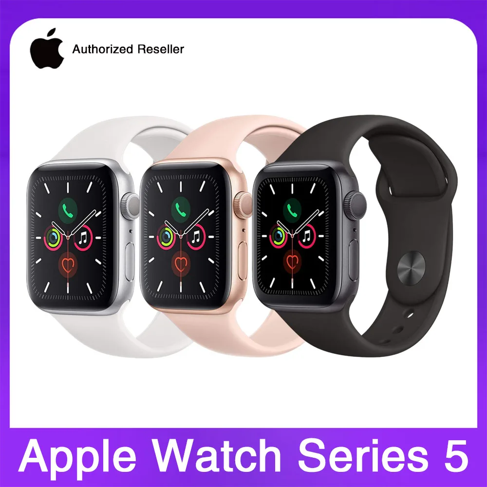Фото Apple Watch Series 5 Смарт-часы 40 мм/44 мм GPS алюминий с спортивным ремешком (обновленный) №1