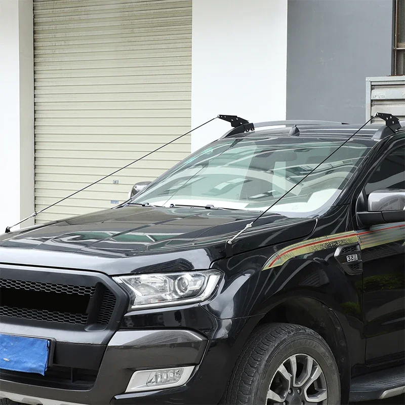 Фото Для 15-21 Ford Ranger T6 T7 T8 автомобиля из углеродистой стали через джунгли, защита капота, защелка, замок, препятствие, устранение веревки, аксессуары №1