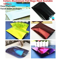 100pcs colored aluminium foil bags food package heat seal water proof facial mask plastic packing bag plating mylar powder pouch