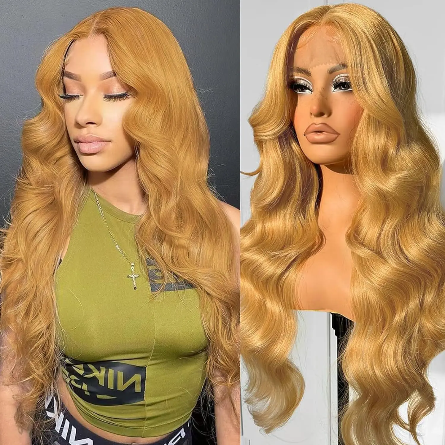 

Ombre Blonde Wavy Wig 13x4 Lace Front Wig Pre Plucked with Baby Hair Light Blonde Wigs for Women Glueless 180% Density 30inch