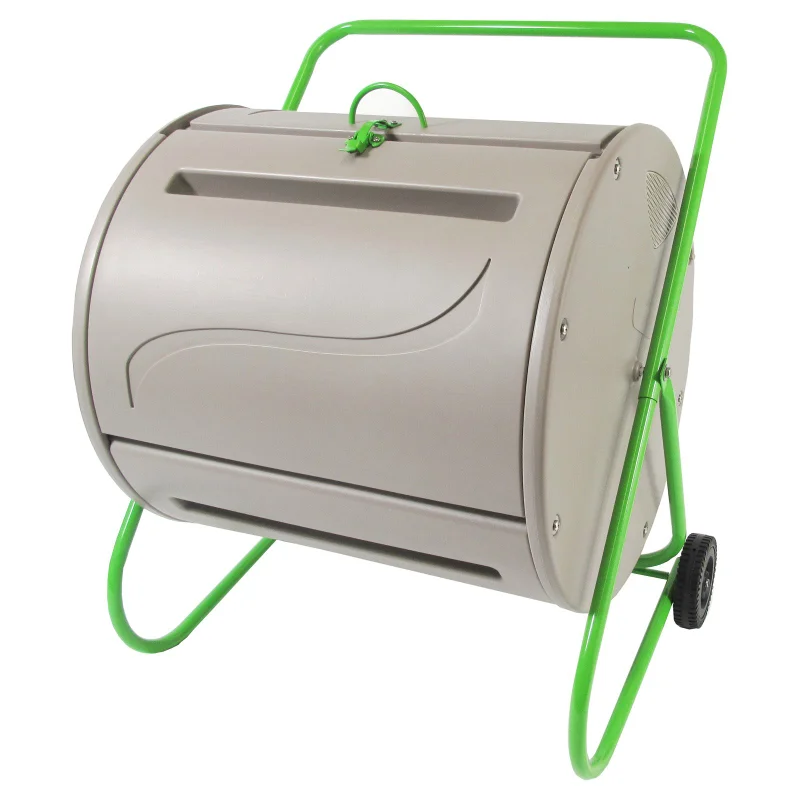 

Redmon Green Culture 37 Dal. Gray Compost Tumbler large access door (24"W x 13.5"H). 37 Gallon Capacity